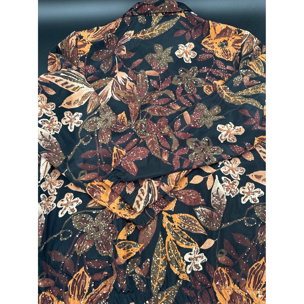 Blair Floral Print Zip Up Jacket Large Women's Fall Autumn Warm Tone Lightweight - Picture 6 of 10